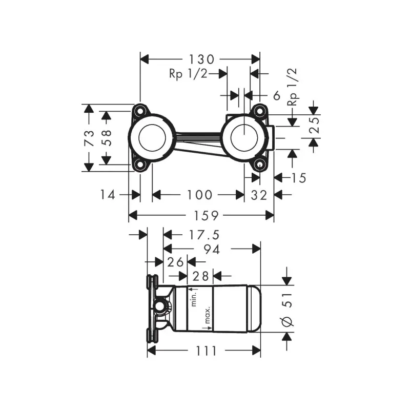 AXOR 13623180 osnovni ugradni element za zidnu slavinu