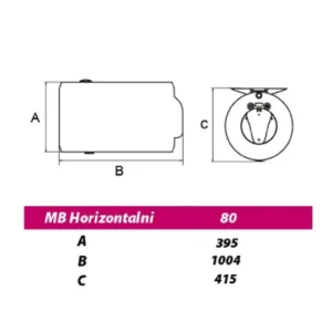 METALAC Hydra Standard horizontalni levi 80 l tehnički crtež