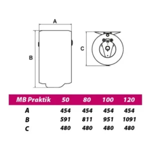 METALAC Hydra Praktik 80 l tehnički crtež