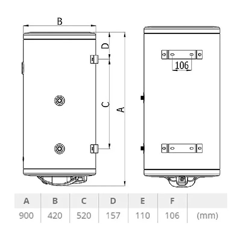 TERMORAD BT080L tehnički crtež