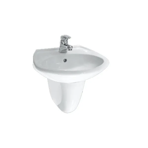 Keramika Leskovac Viktorija 460 zidni lavabo sa polustubom 46 × 37,5 cm beli (KL-460)