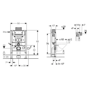 GEBERIT Duofix Omega 111.011.00.1 tehnički crtež
