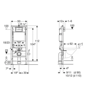 Tehnički crtež GEBERIT Duofix Basic Delta GEBERIT Duofix Basic Delta 458.103.00.2 tehnički crtež