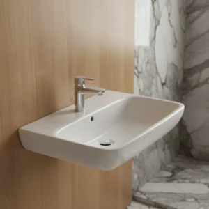 Geberit Selnova Square zidni lavabo sa otvorom za slavinu 65 × 48 cm beli (500.299.01.1)