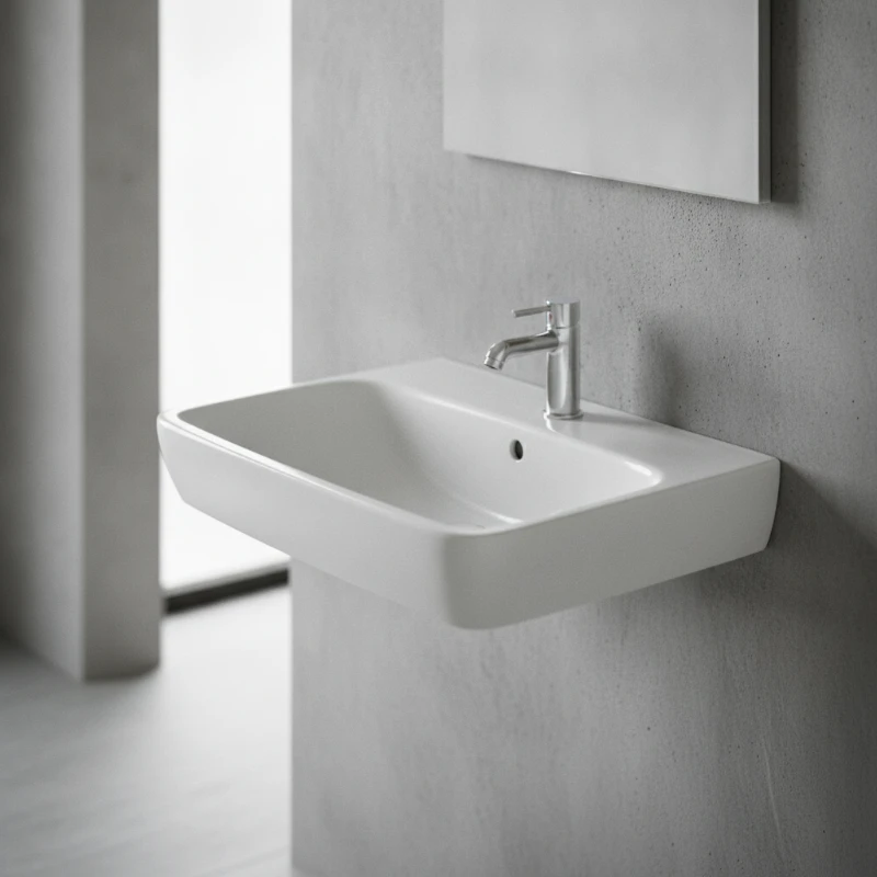 Geberit Selnova Square zidni lavabo sa otvorom za slavinu 55 × 44 cm beli (500.290.01.1)