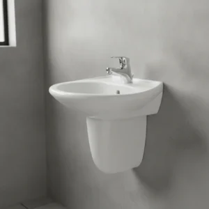 Keramika Leskovac Viktorija 460 zidni lavabo sa polustubom 46 × 37,5 cm beli (KL-460)