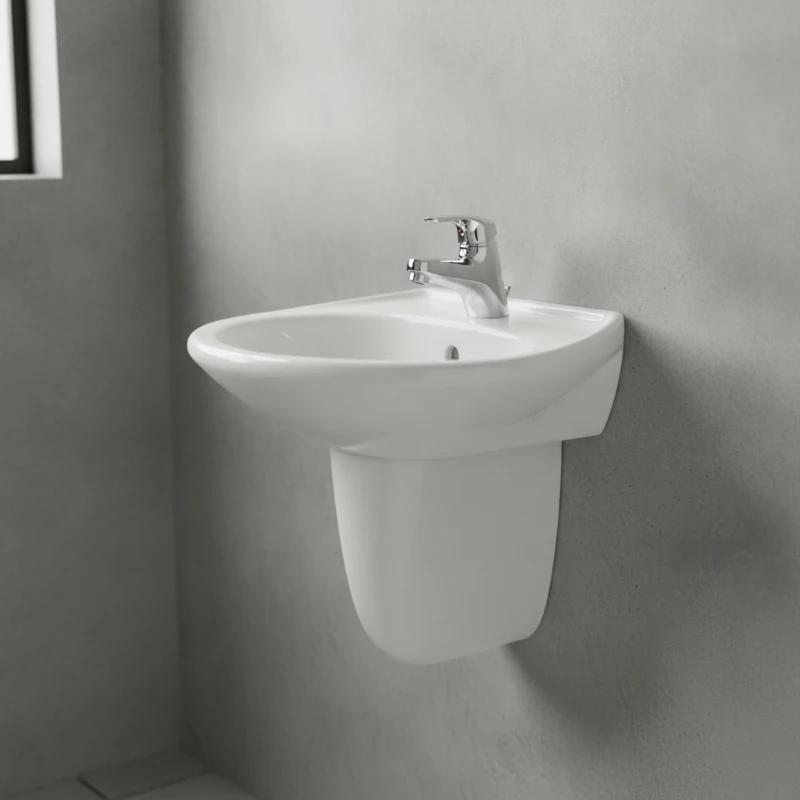 Keramika Leskovac Viktorija 460 zidni lavabo sa polustubom 46 × 37,5 cm beli (KL-460)