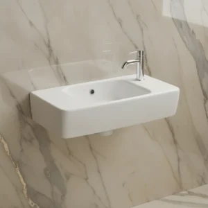 Geberit Selnova Compact mali zidni lavabo sa otvorom za slavinu desno 45 × 25 cm beli (500.318.01.1)