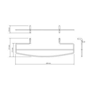 Tehnički crtež BEMETA Rawell držača peškira za radijator sa dimenzijama 60 × 8 × 22 cm Tehnički crtež BEMETA Rawell držača 134504235