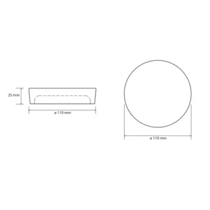 Tehnički crtež za BEMETA Gamma držač sapuna 145708324 sa dimenzijama 11 × 2.5 × 11 cm, širina 11 cm, visina 2.5 cm, dubina 11 cm