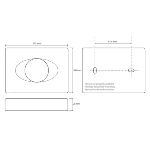 Tehnički crtež BEMETA Dark dispenzer higijenskih kesica crni 101403030 dimenzije 10 × 13.5 × 2.5 cm