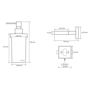 Tehnički crtež BEMETA Beta dozator sapuna 132109017 Tehnički crtež za BEMETA Beta dozator sapuna 132109017 sa dimenzijama 8 × 19 × 13.3 cm, širina 8 cm, visina 19 cm, dubina 13.3 cm