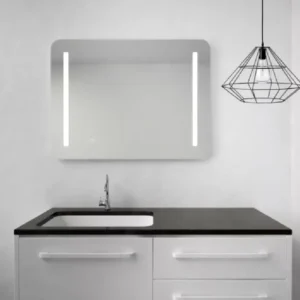 DUBIEL VITRUM Ready 2 ogledalo 80 × 60 cm 5905241003993 sa LED osvetljenjem 16 W, digitalnim satom i IP55 zaštitom