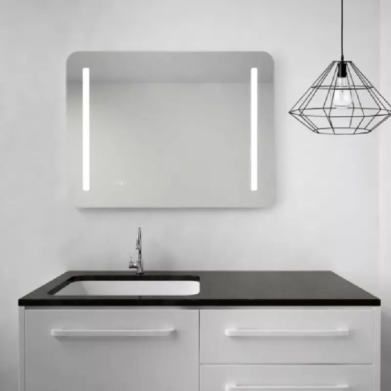 DUBIEL VITRUM Ready 2 ogledalo 80 × 60 cm 5905241003993 sa LED osvetljenjem 16 W, digitalnim satom i IP55 zaštitom