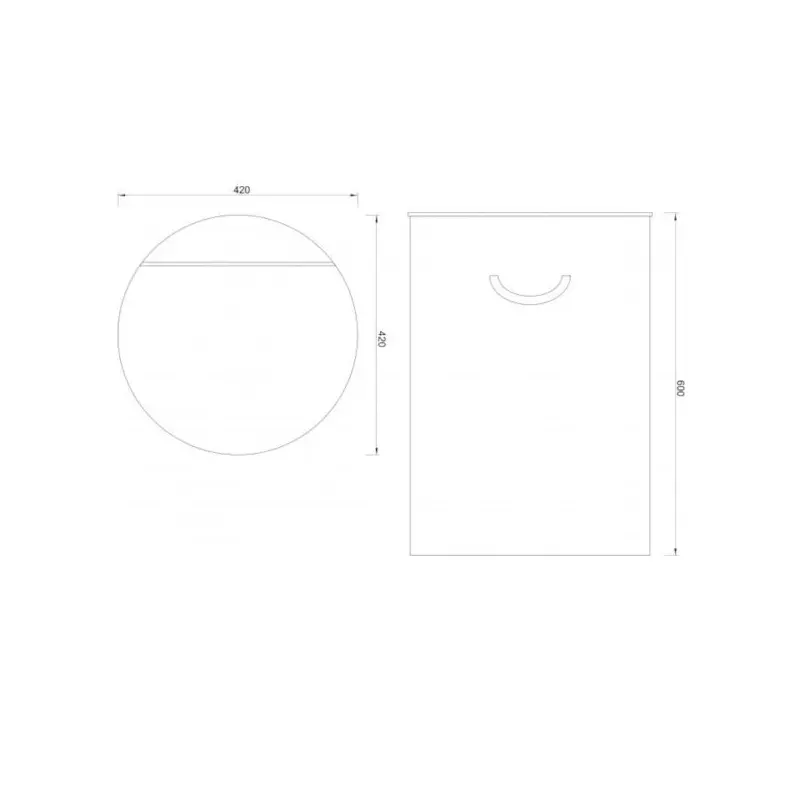 Tehnički prikaz MINOTTI bambus korpe za veš C-07-530B, prečnik 40 cm, visina 60 cm