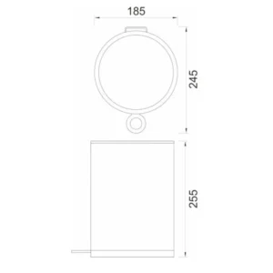 Tehnički prikaz MINOTTI Concept kante za otpatke C-07-003-CO, zapremina 3 L, nerđajući čelik, soft close poklopac