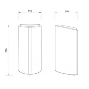 Tehnički prikaz MINOTTI ProClean Opal dozatora PC-03-2850SW, zidna montaža, bela ABS plastika, kapacitet 850 ml