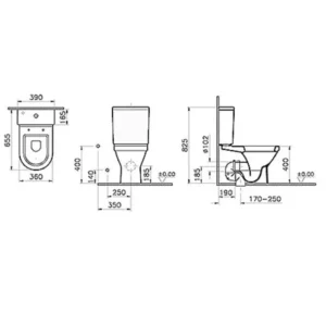 Tehnički crtež VITRA S50 monoblok WC šolje SVS50, širina 36 cm, visina 82,5 cm, dubina 65,5 cm Tehnički crtež VITRA S50 monoblok WC šolje SVS50, širina 36 cm, visina 82,5 cm, dubina 65,5 cm