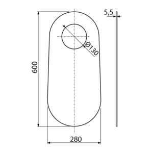 Tehnički crtež ALCA Alcadrain podne gume M920 sa dimenzijama 60 × 28 × 0,55 cm