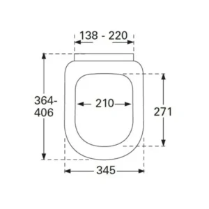 Tehnički prikaz VILLEROY & BOCH Subway Compact WC daske 9M66S101 sa dimenzijama 36 × 5,5 × 41,5 cm i razmakom montaže 13,8–22 cm