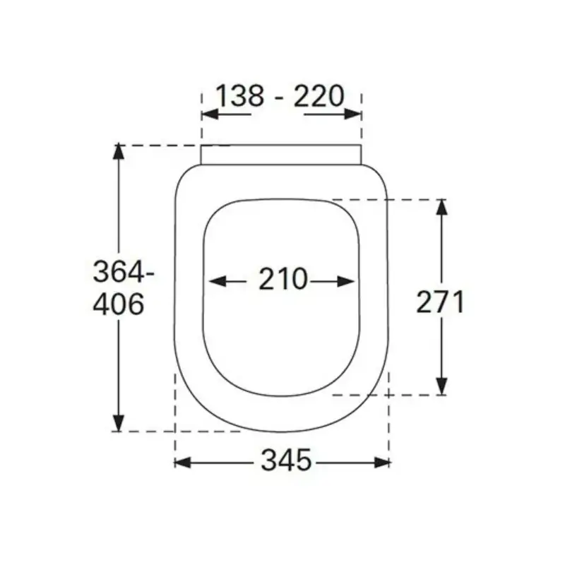 Tehnički prikaz VILLEROY & BOCH Subway Compact WC daske 9M66S101 sa dimenzijama 36 × 5,5 × 41,5 cm i razmakom montaže 13,8–22 cm