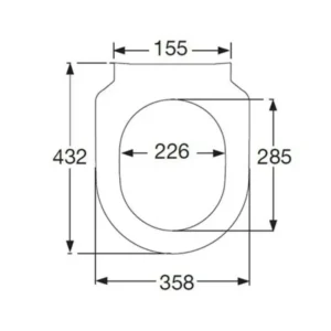 Tehnički prikaz VILLEROY & BOCH Subway SlimSeat WC daske 9M65S101 sa dimenzijama 37,4 × 4,8 × 43,9 cm
