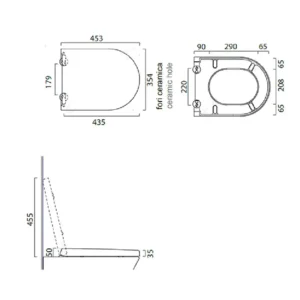 Tehnički prikaz CATALANO Zero 55 WC daske 5SCSTS sa dimenzijama 35,4 × 3,5 × 45,3 cm