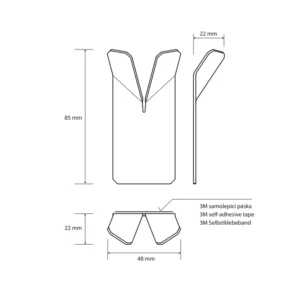 BEMETA Niva dupla kukica 101106035 tehnički crtež Tehnički crtež BEMETA Niva dupla kukica 101106035 dimenzije 4.8 × 8.5 × 2.2 cm