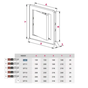 AWENTA DT12 tehnicki crtez dimenzije 20x20