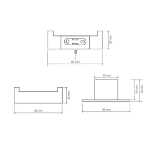 Tehnički crtež BEMETA Nero dupla kukica šira 135006030 dimenzije 8 × 2.8 × 3.9 cm