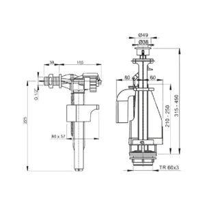 ALCA PLAST SA08AK 1/2 tehnički crtež