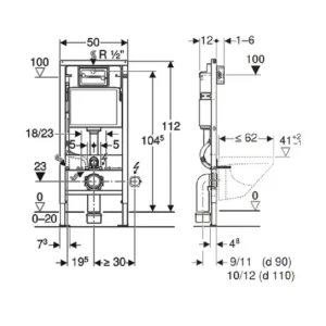 GEBERIT Duofix Basic 458.134.21.3 tehnički crtež