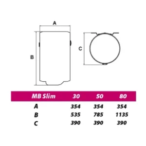 METALAC Hydra MS 80 R Slim tehnički crtež