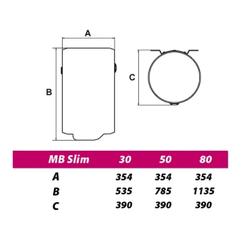 METALAC Hydra MS 50 R Slim tehnički crtež