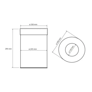 Tehnički crtež BEMETA Hotel kanta za otpatke crna 150115151 dimenzije 25 × 29.5 × 25 cm