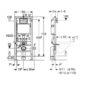 GEBERIT Duofix Basic 458.134.46.3 tehnički crtež