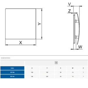 AWENTA PET100 tehnicki crtez dimenzije