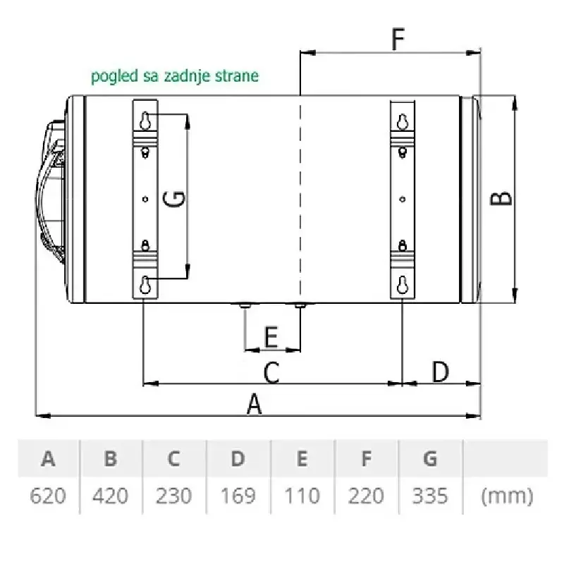 TERMORAD BT 50 l 124479 tehnički crtež