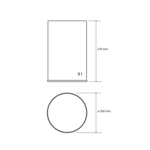 Tehnički crtež BEMETA Hotel kanta za otpatke 9 l 115115031 dimenzije 20 × 27 × 20 cm