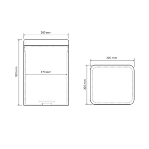 BEMETA Hotel kanta za otpatke 6 l sa pedalom 125115071 tehnički crtež Tehnički crtež BEMETA Hotel kanta za otpatke 6 l sa pedalom 125115071 dimenzije 20 × 30 × 20 cm