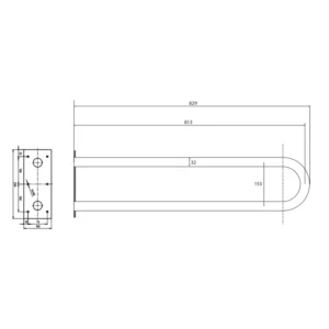 Tehnički crtež BEMETA Help U rukohvat fiksni 813 mm 301102061 dimenzije 10 × 25 × 82.9 cm
