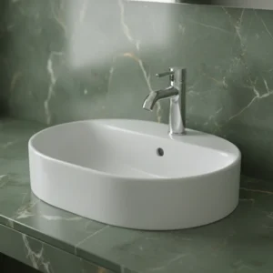 Geberit VariForm elipsasti nadgradni lavabo sa otvorom za slavinu 60 × 45 cm beli (500.777.01.2)