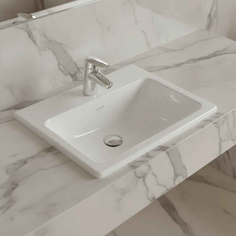 Vitra S20 pravougaoni ugradni lavabo 50 × 45 cm beli (5464B003-0001)
