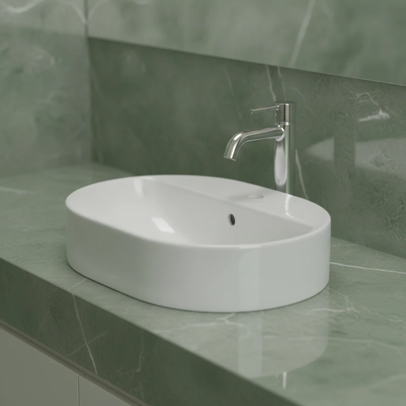 Geberit VariForm elipsasti nadgradni lavabo sa otvorom za slavinu 50 × 40 cm beli (500.775.01.2)