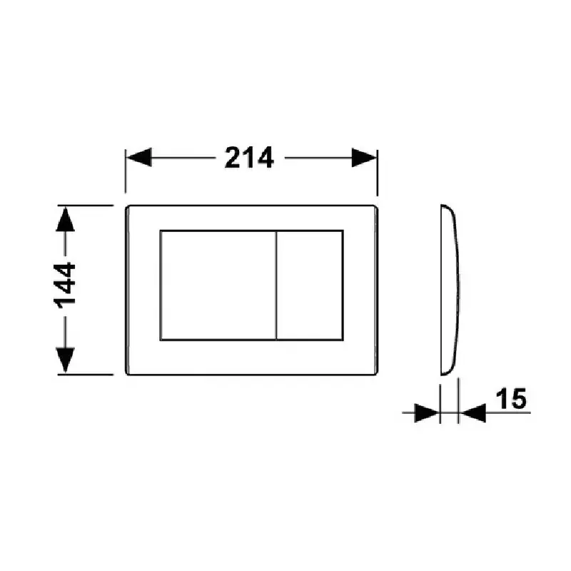 Tehnički crtež TECE Planus tipke hrom mat 9240320 dimenzija 21,4x14,4x1,5 cm