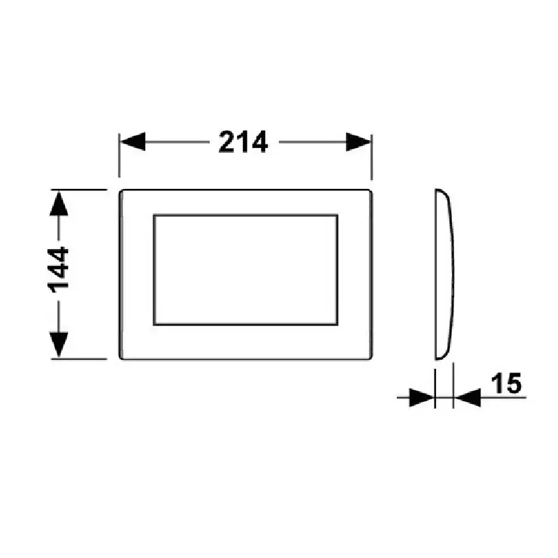 Tehnički crtež TECE Planus tipke hrom mat 9240310 dimenzija 21,4x14,4x1,5 cm