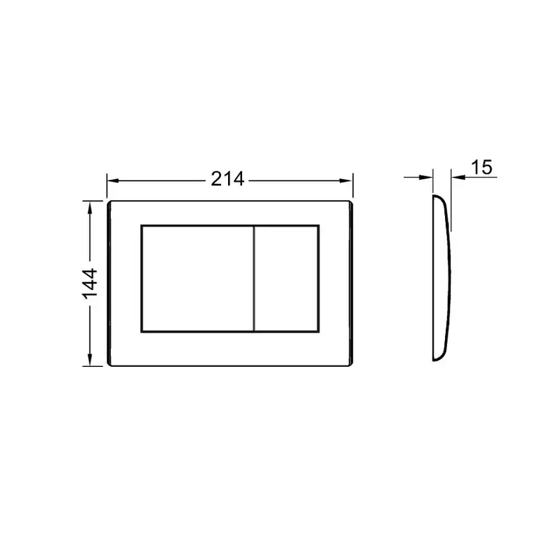 Tehnički crtež TECE Planus tipke 9240324 dimenzija 21,4x14,4x1,5 cm