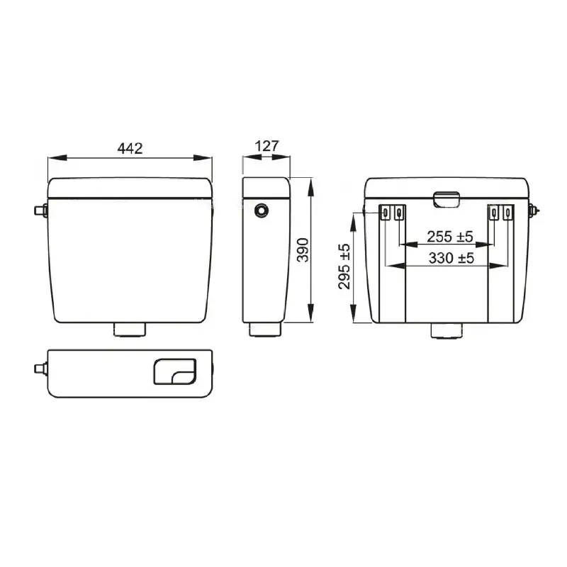ALCA PLAST UNI A93-3/8" nadzidni ABS vodokotlić zapremine 8 l sa DUAL 6/3 l sistemom ispiranja.