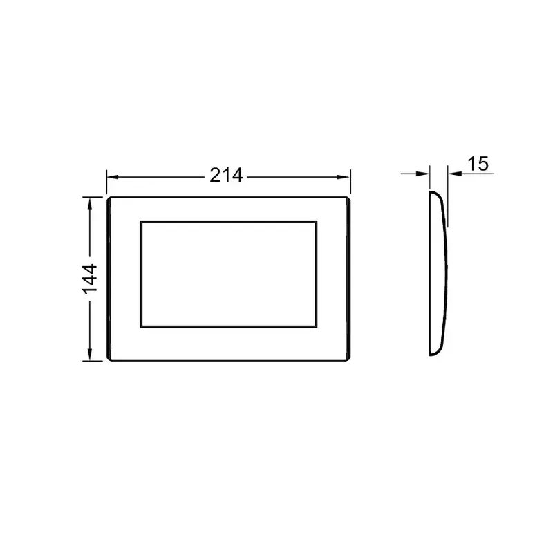 Tehnički crtež TECE Planus tipke 9240314 dimenzija 21,4x14,4x1,5 cm