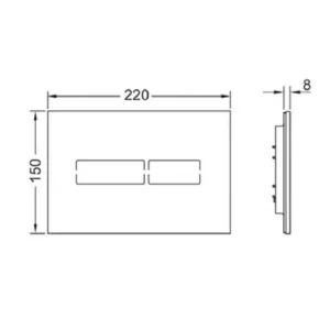 TECE Lux Mini 9240961 tehničke dimenzije Tehnički crtež TECE Lux Mini tipke 9240961 dimenzija 22x15x0,8 cm